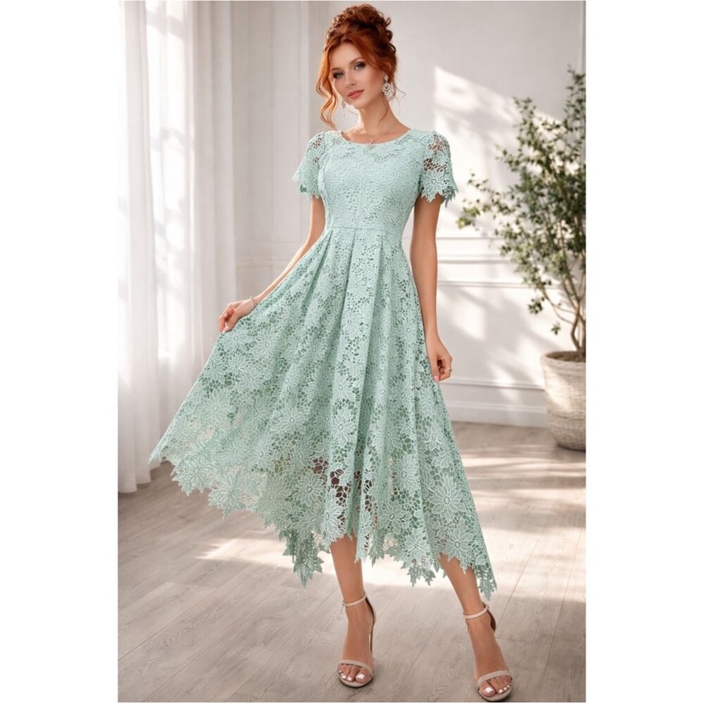 New Preston & York Elegant Mint Lace Dress